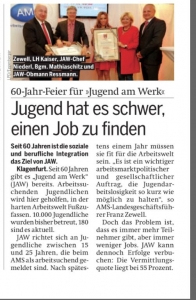 <b>60 Jahr Feier für "Jugend am Werk" - Jugend hat es schwer, einen Job zu finden</b>